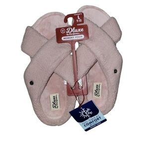 Deluxe by Dearfoams Women's Pink Memory Foam Slippers